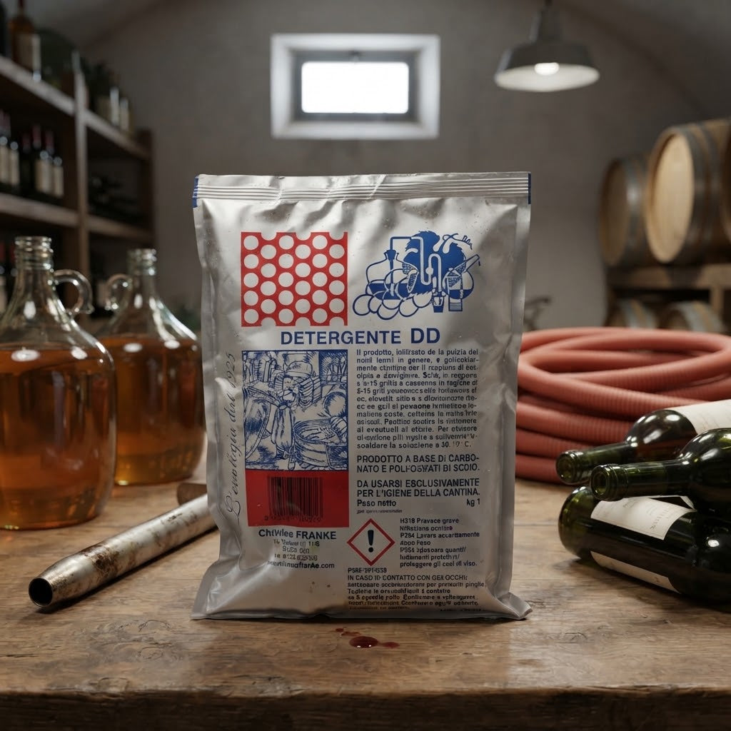 Detergente per pulizia completa di botti, bottiglie e damigiane da vino