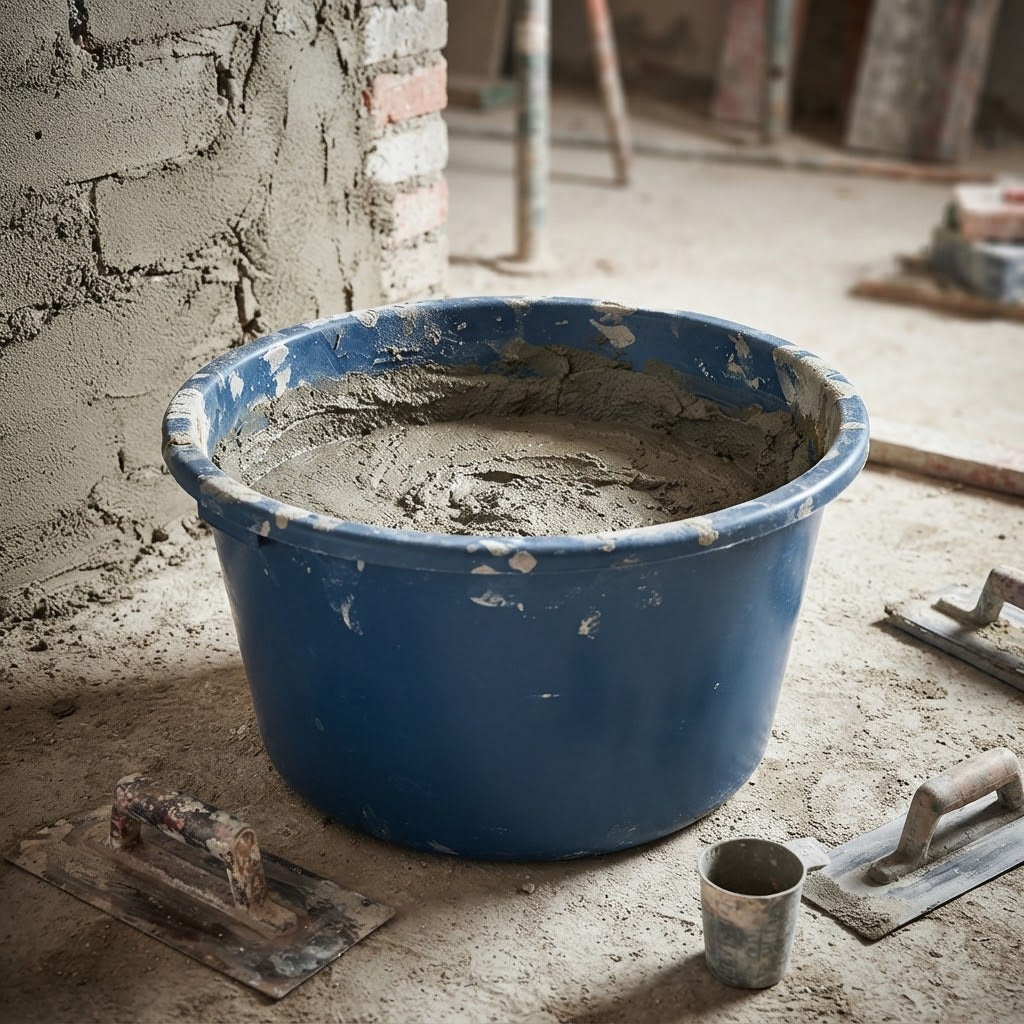 Mastello tondo in plastica robusta con maniglie per colla ed intonaco