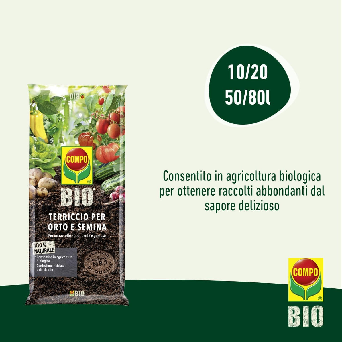 Terriccio bio per orto e semina substrato professionale Biologico Lt 80