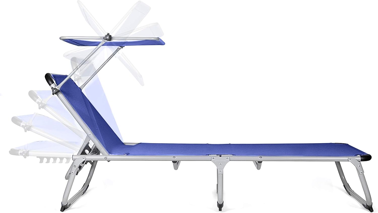 Lettino prendisole "Super" in alluminio pieghevole con tettuccio da mare e giardino