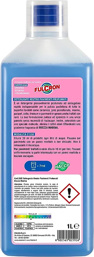 Detergente neutro "Fulcron" per lavare i pavimenti, da 1 litro