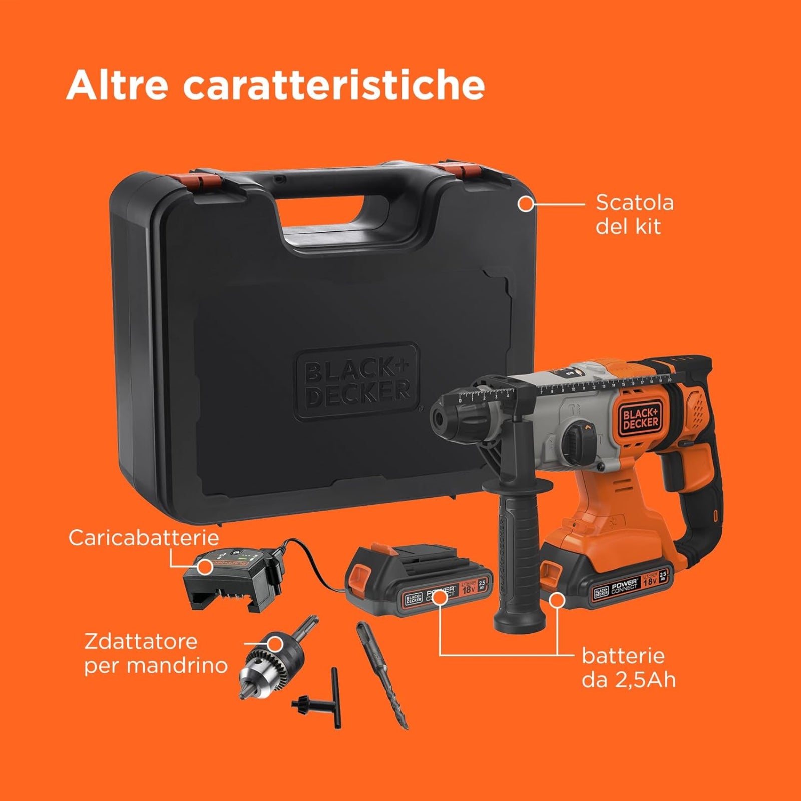Tassellatore "BCD900E2K-QW" con attacco SDS plus da 18 V
