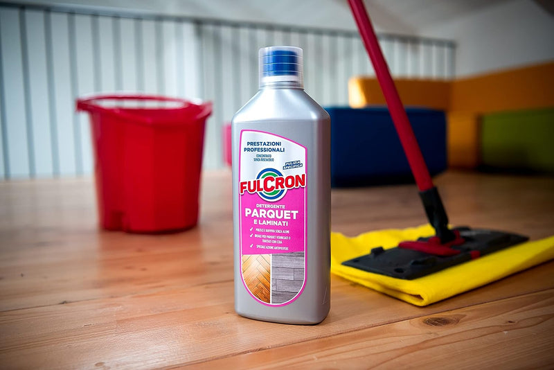 Detergente neutro "Fulcron" per lavare pavimenti laminati e parquet, da 1 litro