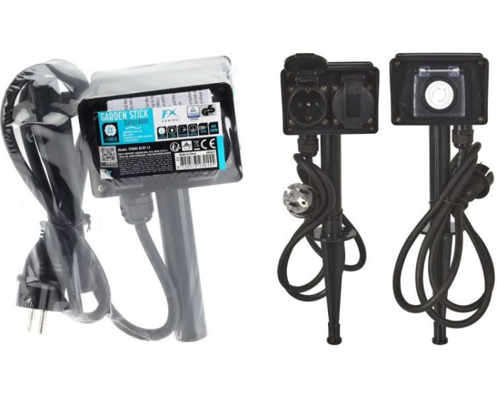 Picchetto da giardino con doppia presa e timer con chiave