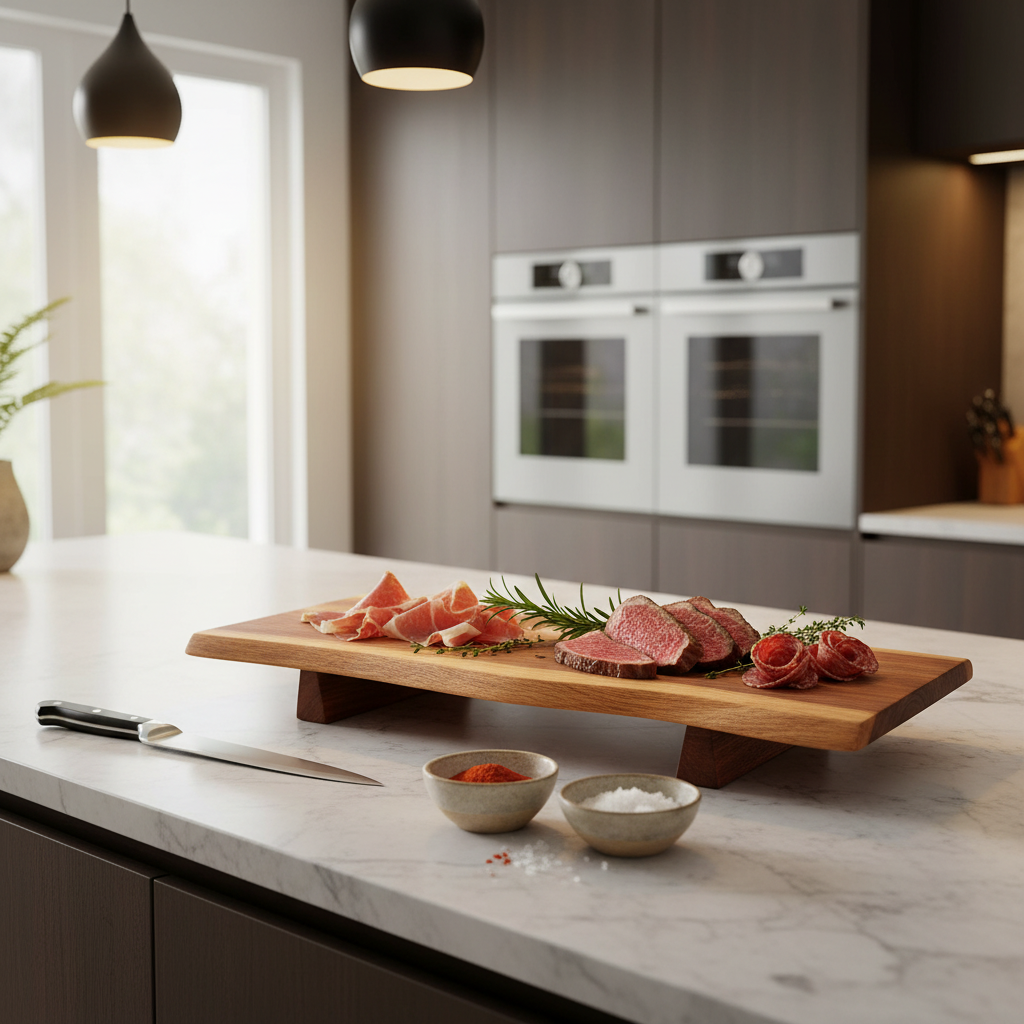 Tagliere rettangolare da portata in legno di naturale per alimenti, 50 x 20 cm