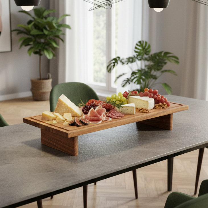 Tagliere rettangolare da portata in legno di naturale per alimenti 55 x 25 cm