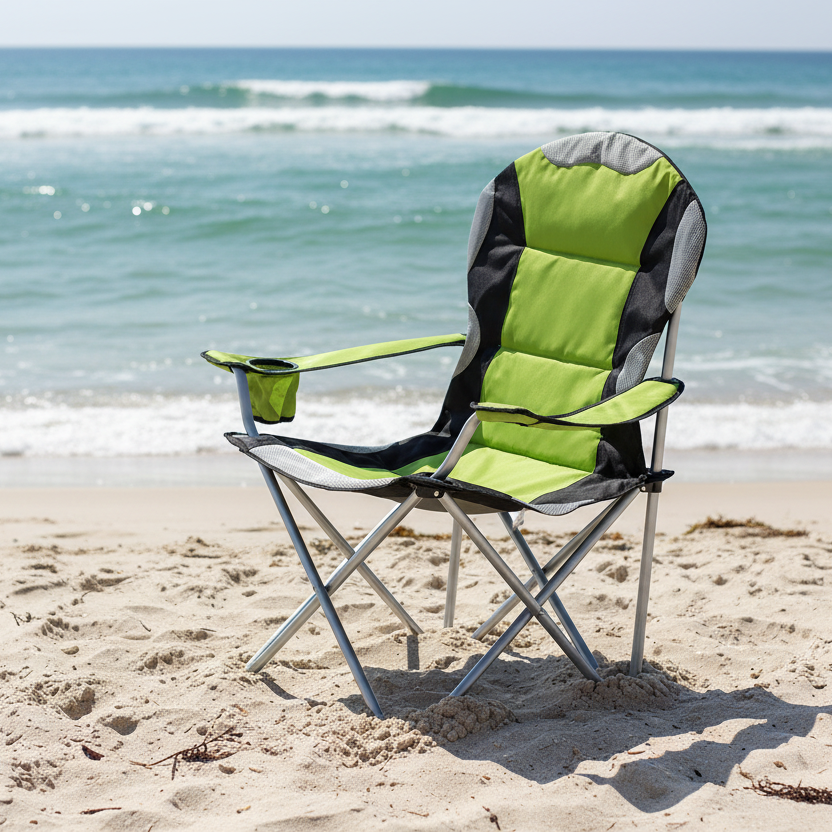 Poltrona da campeggio imbottita con chiusura ad ombrello "Camping" in acciaio per mare e Balcone