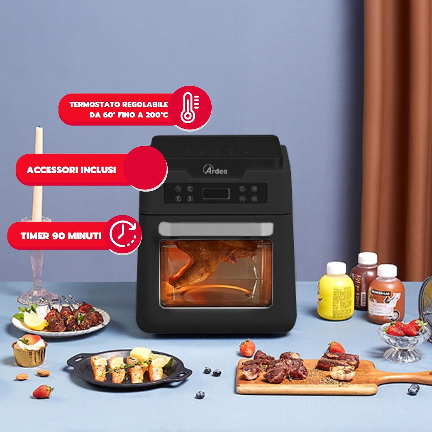 Friggitrice ad aria elettrica ideale "Eldorada XXL" per tutti i tipi di frittura, capacità 12 litri