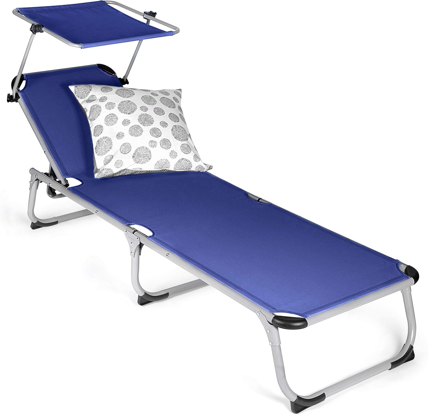 Lettino prendisole "Super" in alluminio pieghevole con tettuccio da mare e giardino