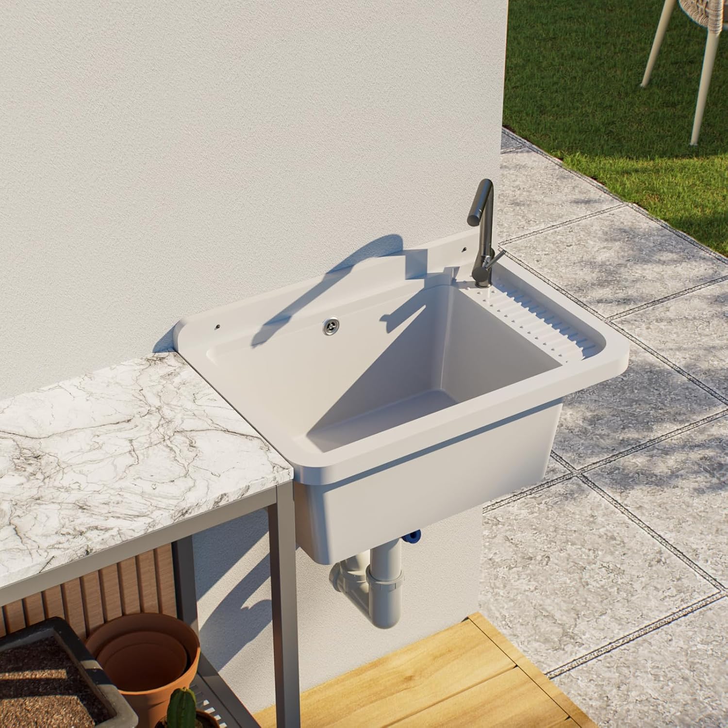 Pilozzo lavatoio da parete in polipropilene