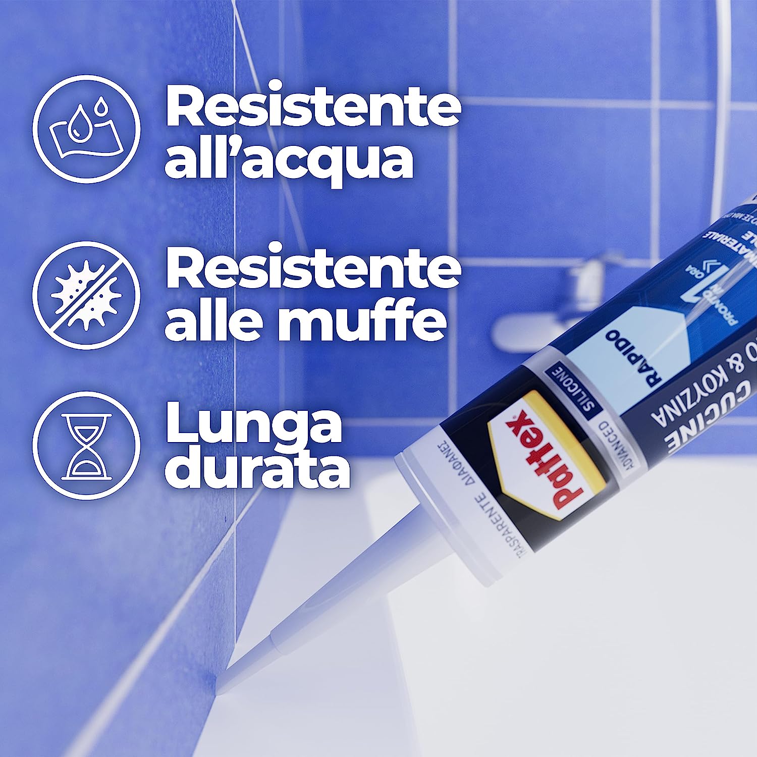 Silicone a rapida polimerizzazione ideale per bagni 300 ml trasparente
