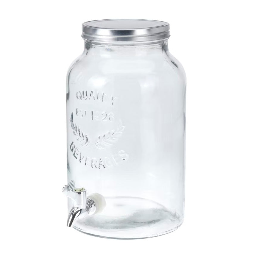 Dispenser bevande in vetro maxi da 5,5 Litri con rubinetto, Ideale per party, buffet e casa