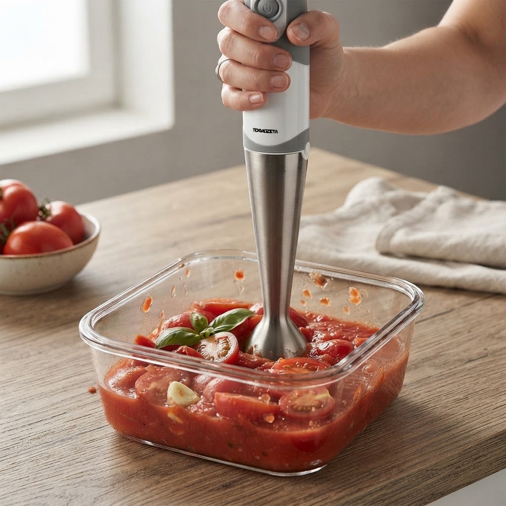 Frullatore ad immersione in acciaio inox ideale per sminuzzare, mescolare e sbattere
