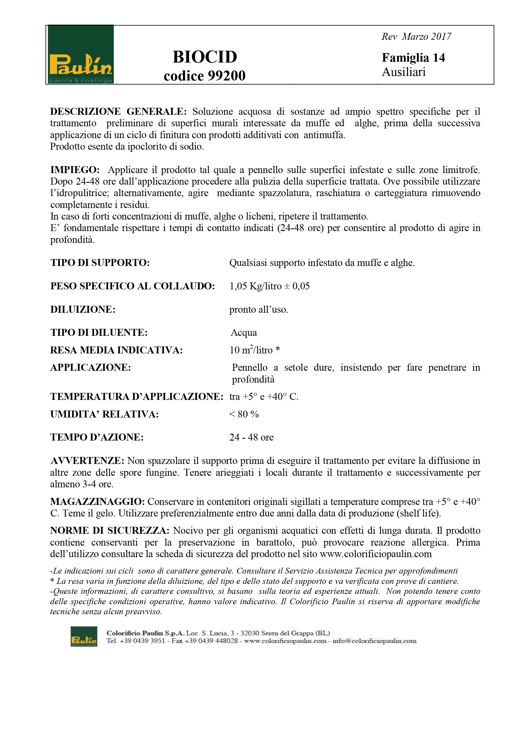 Soluzione acquosa "Biocid" per trattamento muffe e alghe su muri e pavimenti