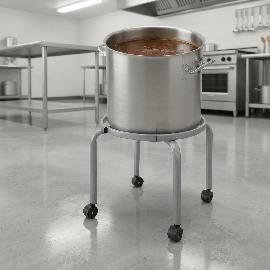 Carrello con ruote per bidone olio piedistallo in metallo verniciato "Made in Italy"