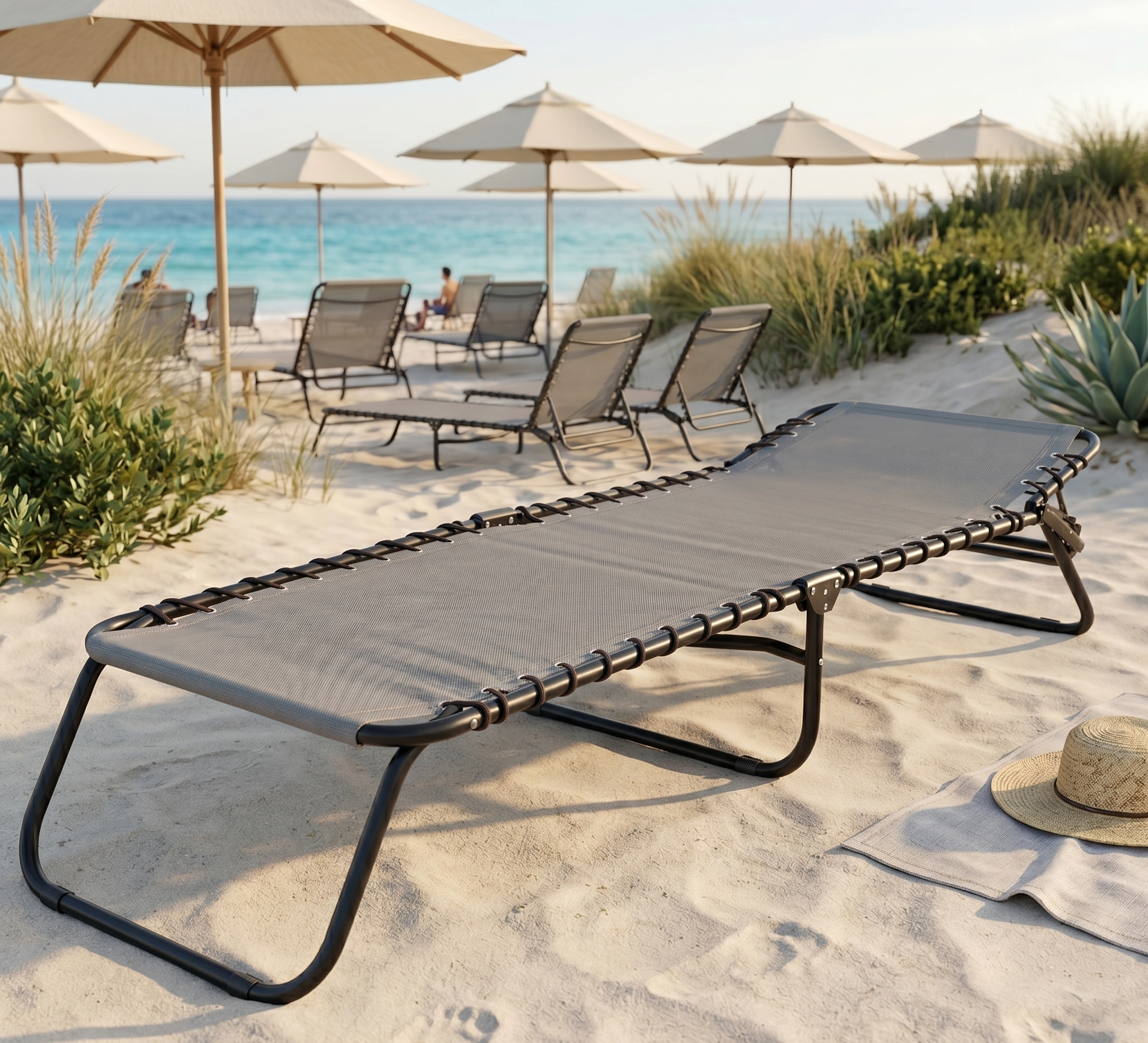 Lettino prendisole pieghevole "Pantelleria" in textilene da spiaggia e balcone