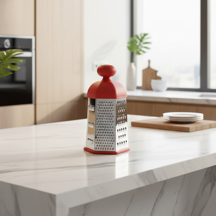 Grattugia multiuso a 6 lati affetta verdure in acciaio con manico in plastica
