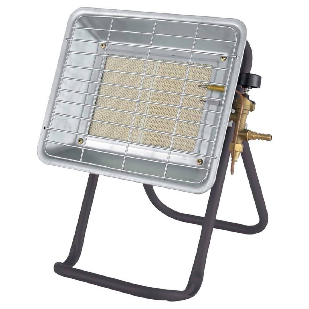 Stufa a gas a pannello infrarossi con supporto per posizionamento a pavimento