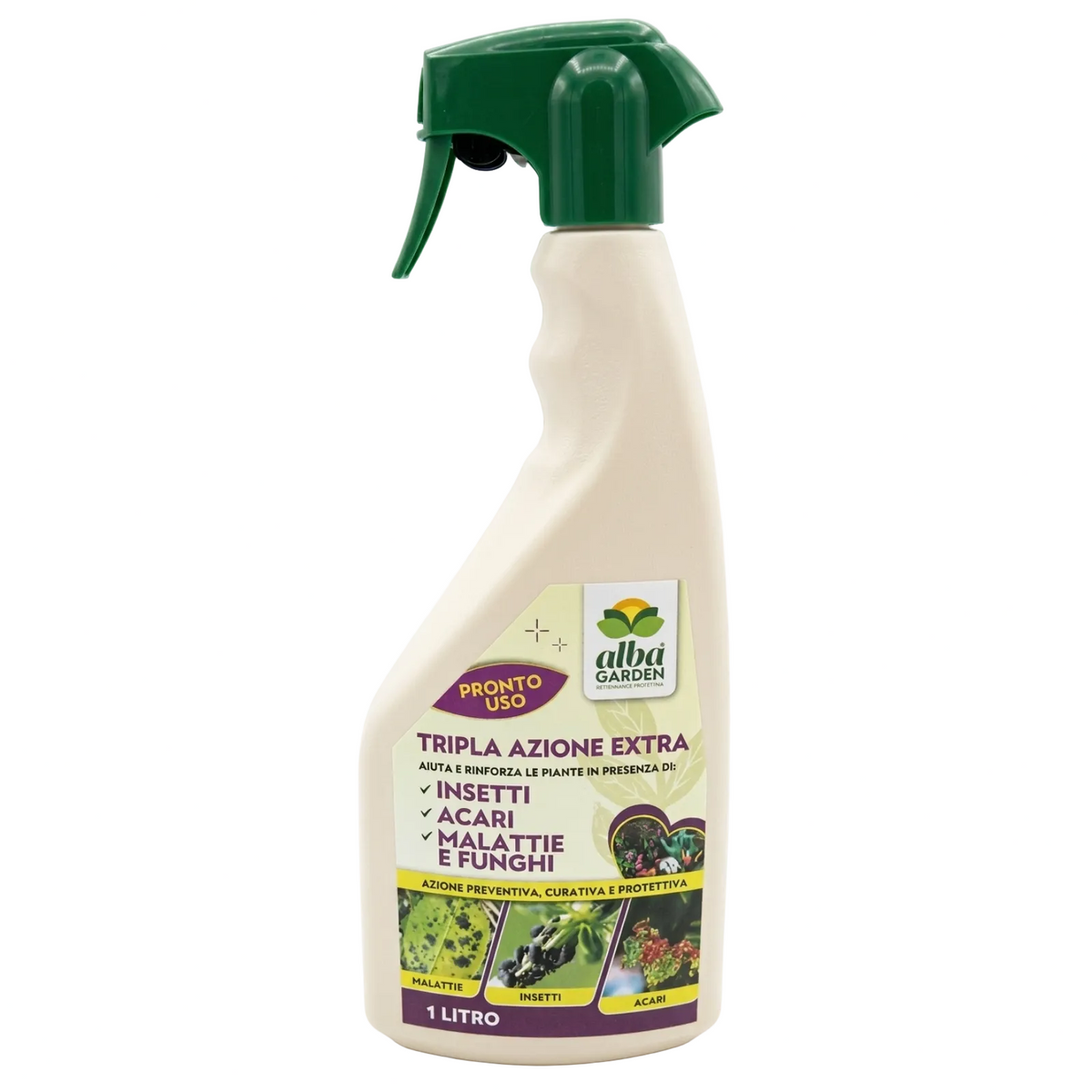Insetticida universale "Tripla Azione" per acari, afidi, cocciniglia e fungicida spray pronto all' uso 750 ml