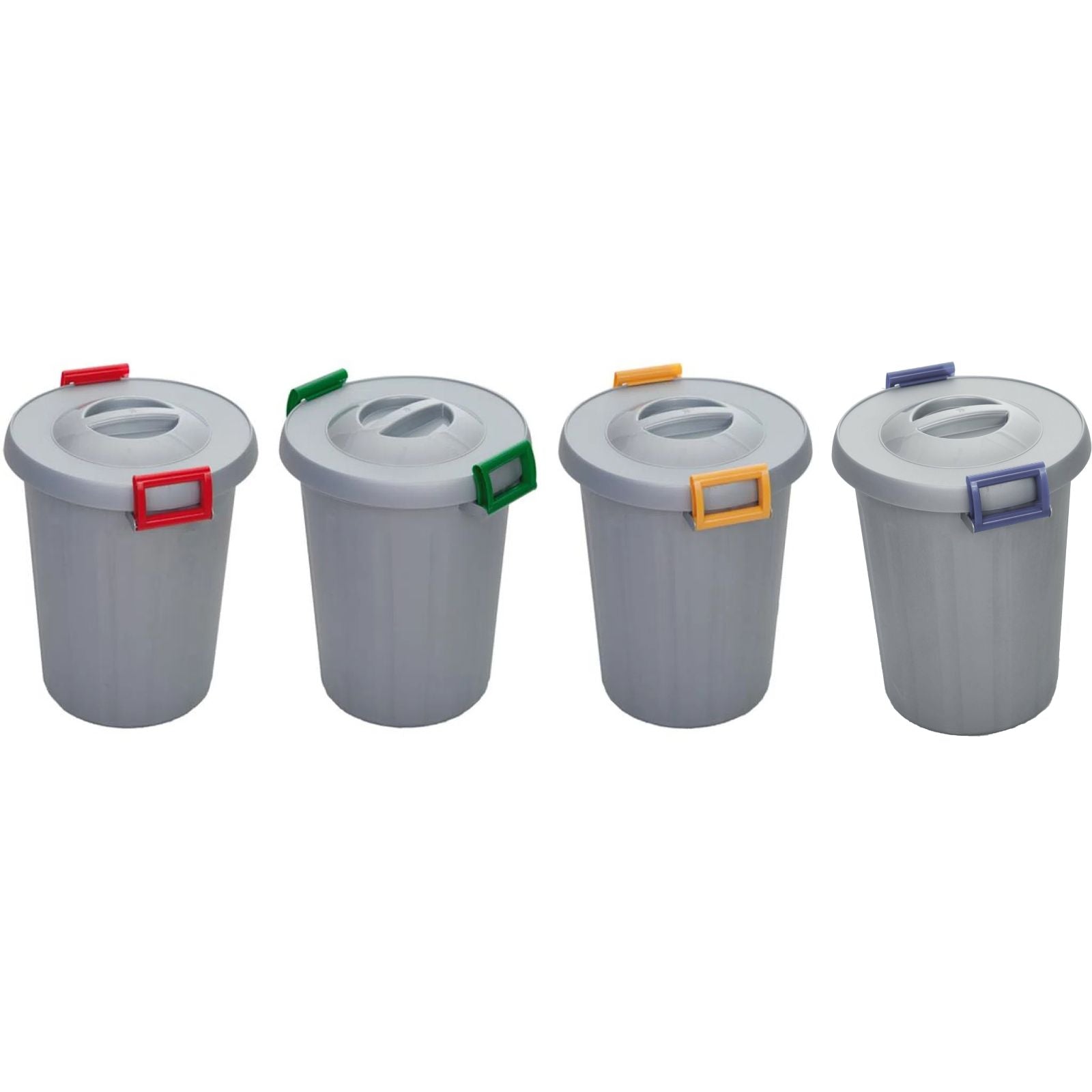Set 6 Bidoni tondi per immondizia con coperchio e manici raccolta differenziata 25 lt