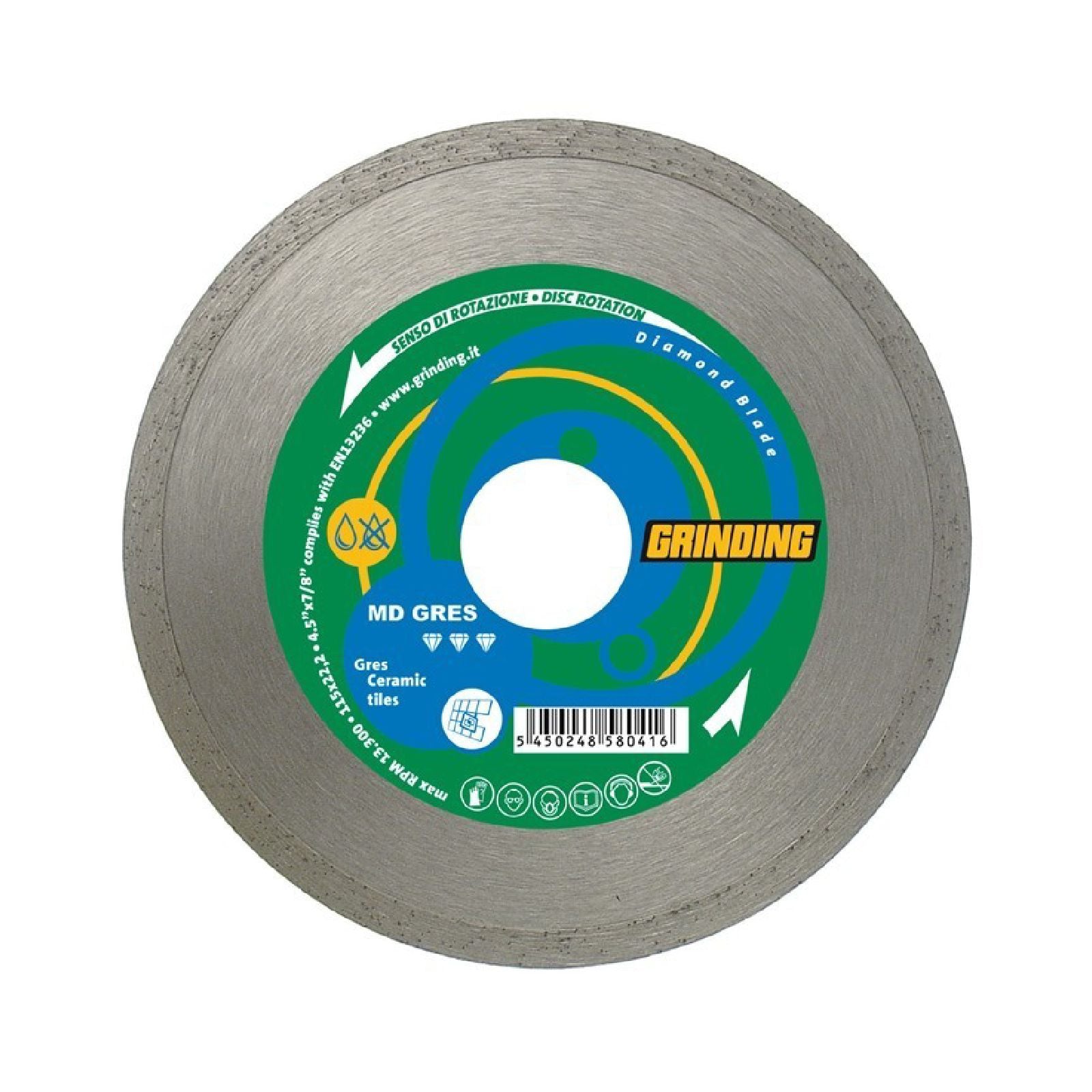 Disco diamantato idoneo per gres con corona continua liscia