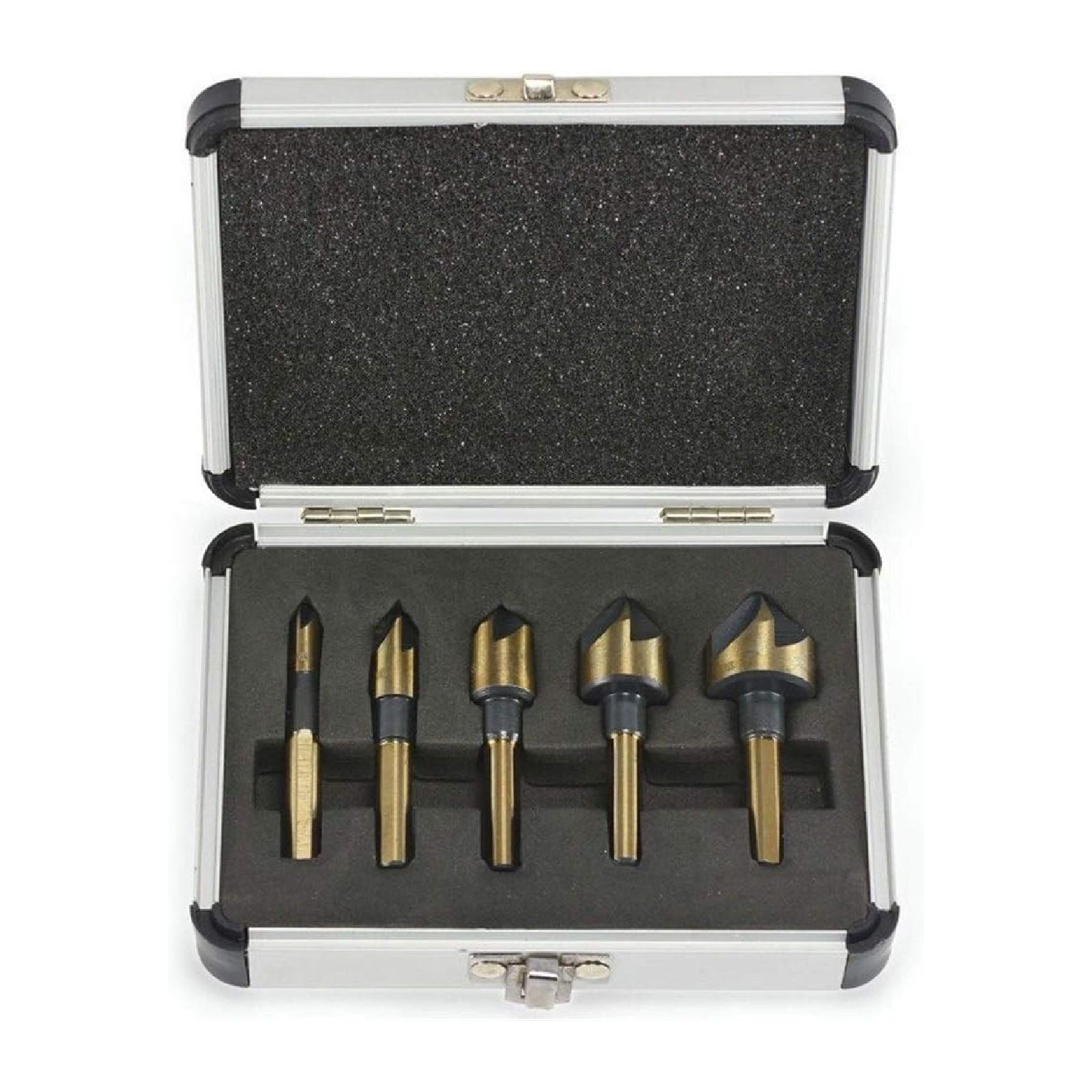 Set da 5 pezzi di punte a fresa in acciaio hss in cassetta di alluminio