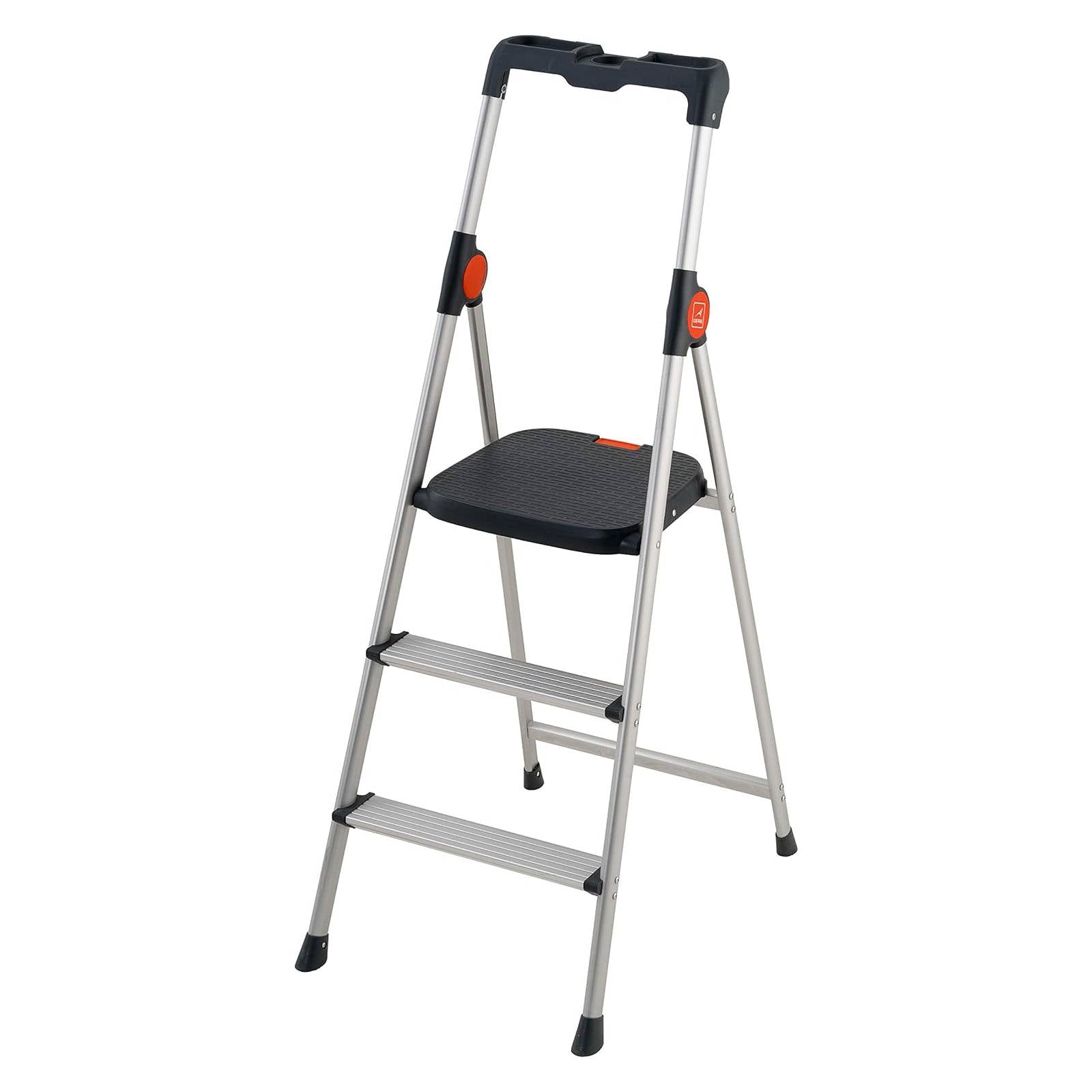 Sgabello "Dekorstep" realizzato in alluminio anodizzato leggerissimo e piedini antiscivolo