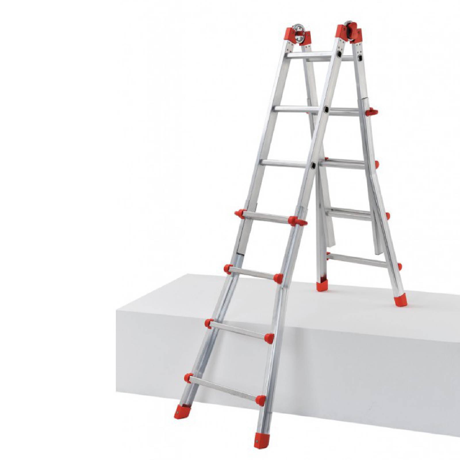 Scala multiuso "Peppina" struttura solida in alluminio allungabile con montanti stondati