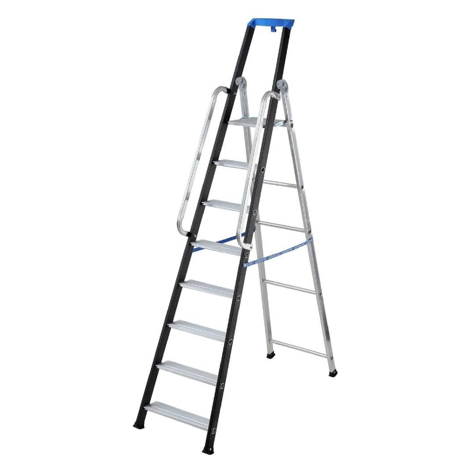 Scala professionale doppia realizzata in alluminio con maniglioni adatta per lavori