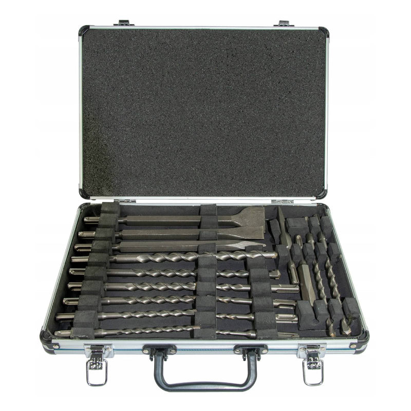 Punte e scalpelli in acciaio di prima qualità indicate per forare e demolire in valigetta da 17 pezzi