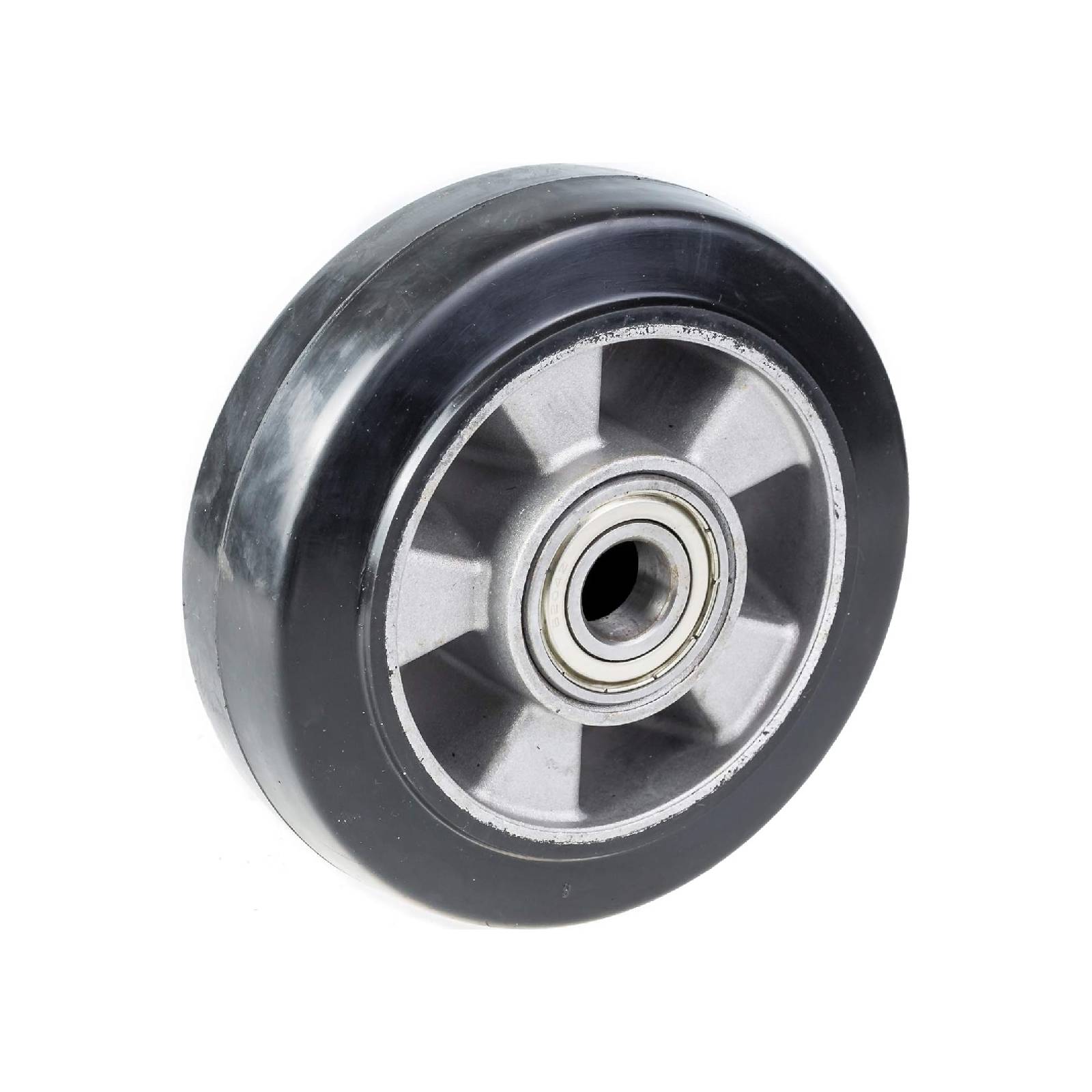 Ruota per transpallet di ricambio con rivestimento in gomma e supporto in alluminio flangiato