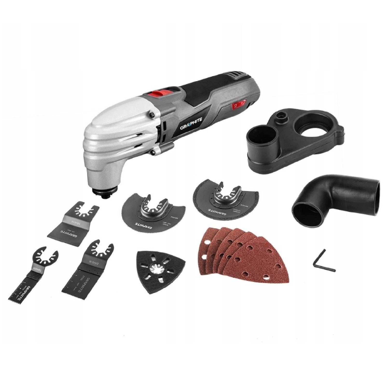 Utensile multifunzione per smerigliatura e raschiatura con sistema di attacco accessori universale 250W