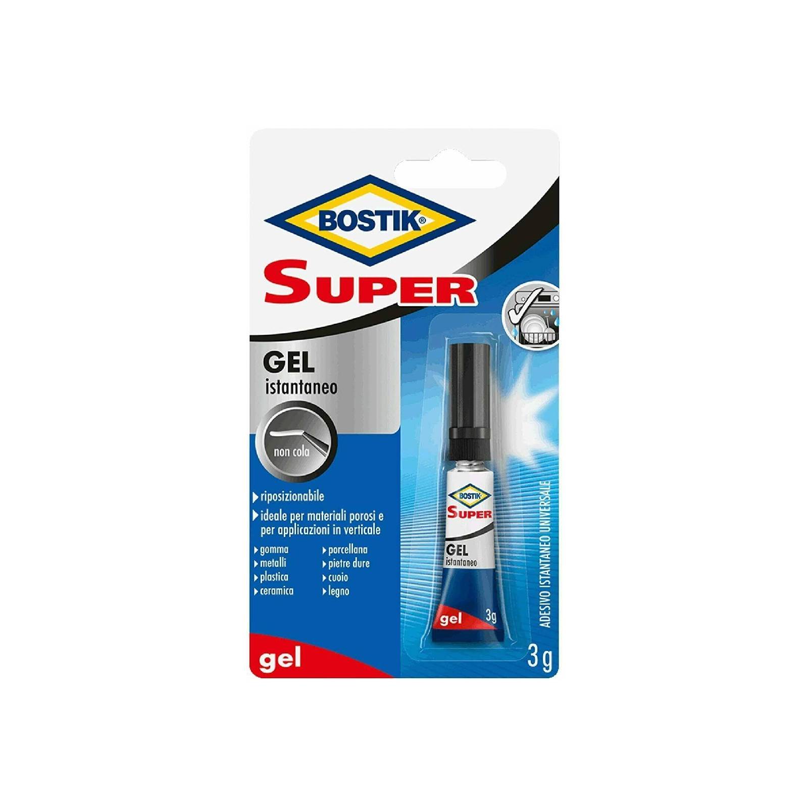 Adesivo istantaneo universale gel "Super" ideale per materiali porosi in tubetto da 3 gr