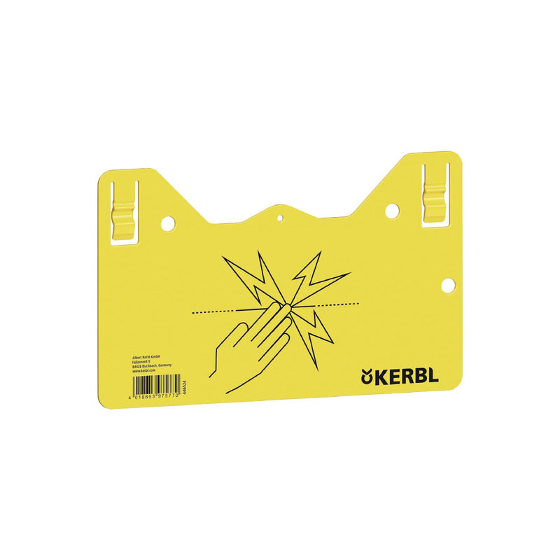 Cartello segnaletico in plastica gialla per segnalare tutti i componenti di un recinto elettrico