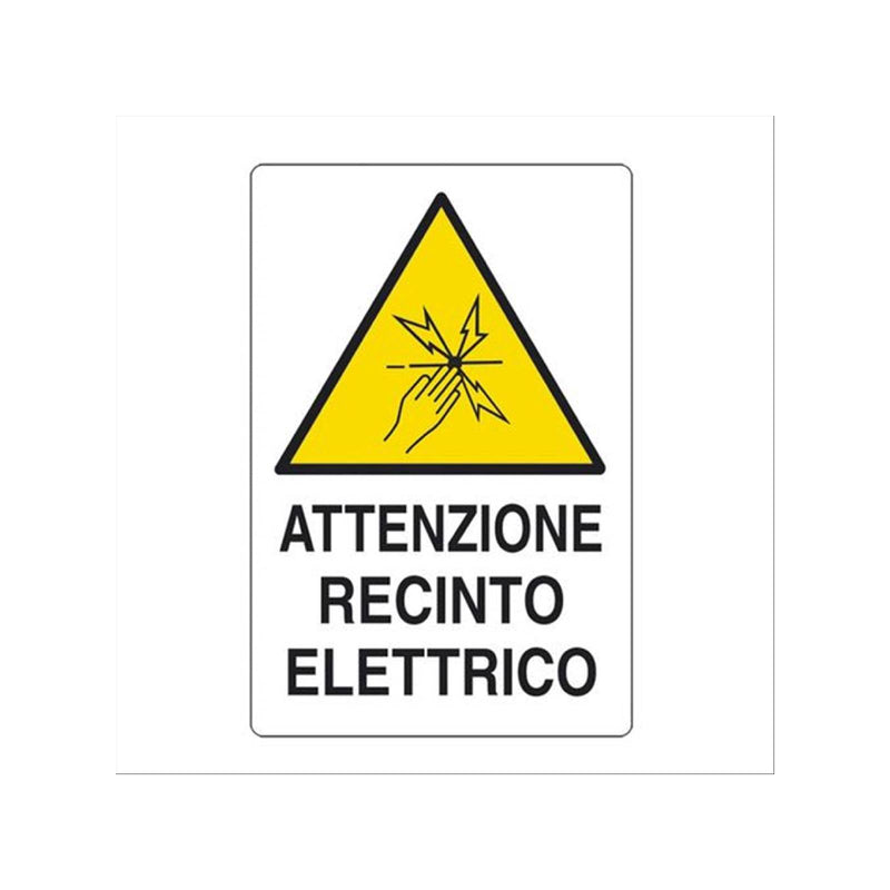 Cartello segnaletico "Attenzione Recinto Elettrico" realizzato in alluminio 20 x 30 cm