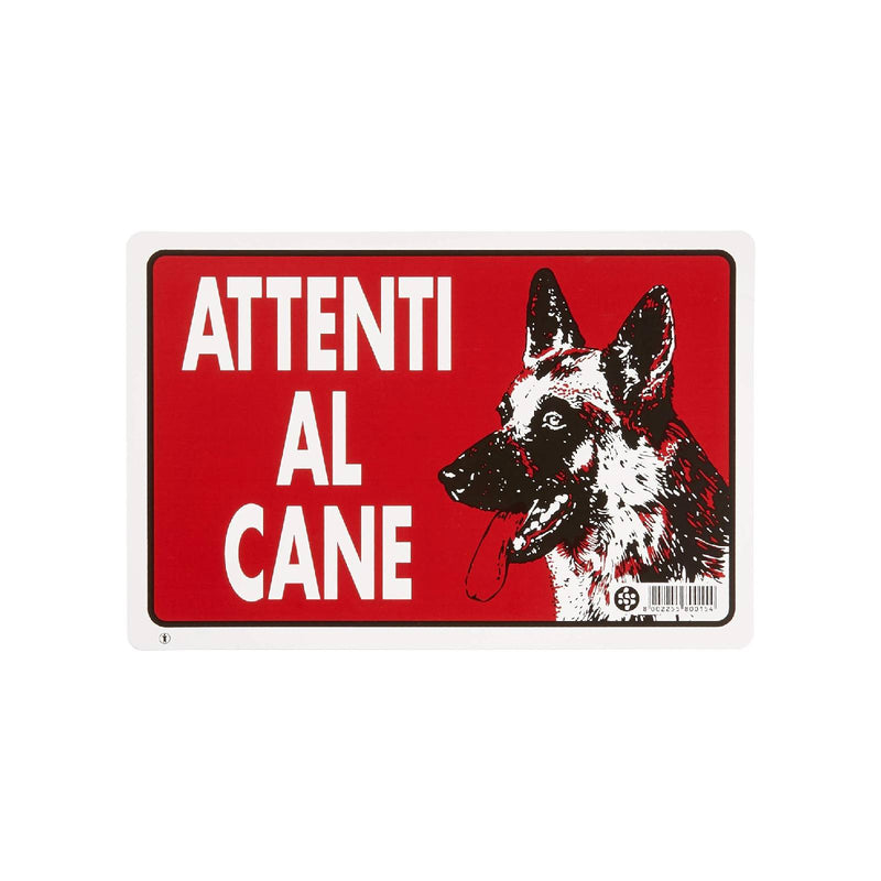 Cartello segnaletico "Attenti al Cane" realizzato in pvc con dimensioni 20 x 30 cm