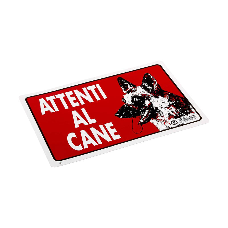 Cartello segnaletico "Attenti al Cane" realizzato in pvc con dimensioni 20 x 30 cm