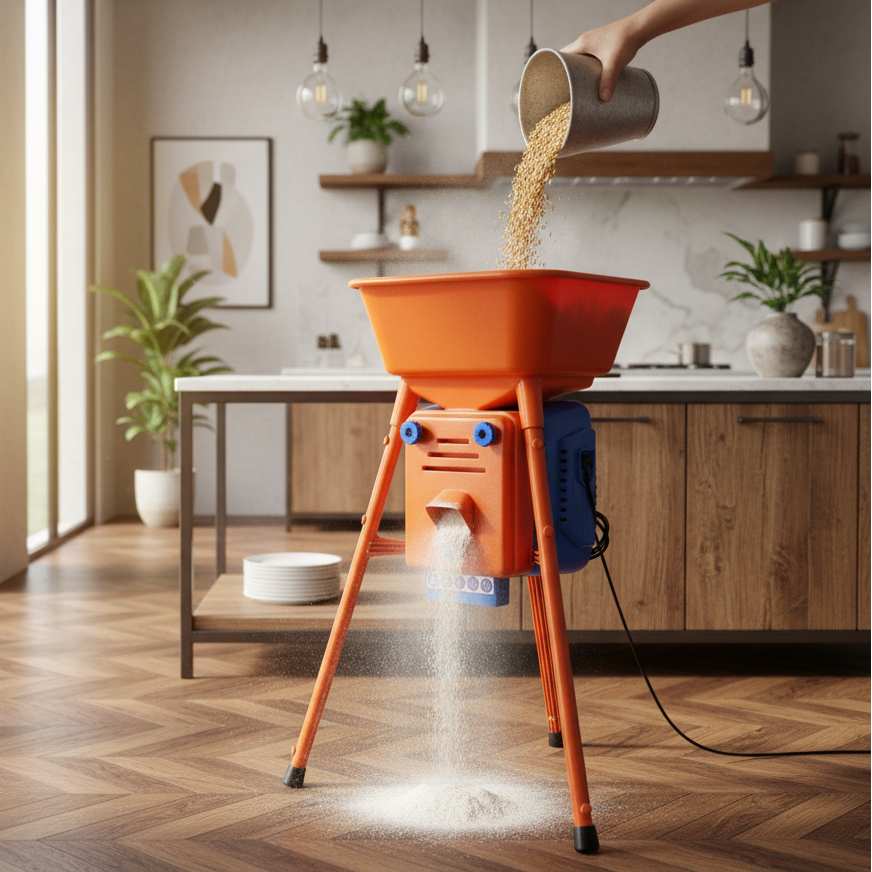 Molino elettrico con contenitore antipolvere e tripla sicurezza