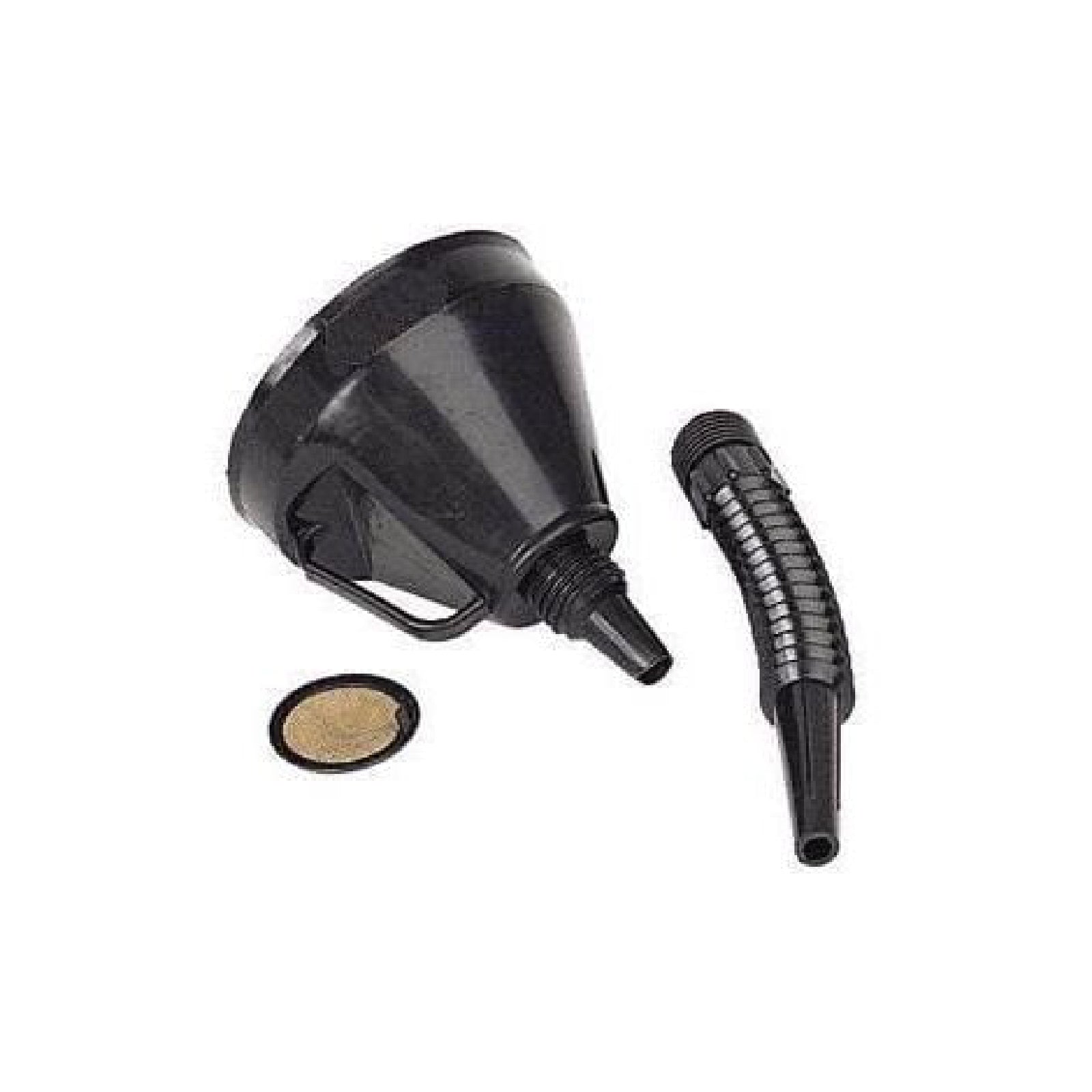 Imbuto e prolunga flessibile in plastica con filtro per travaso di oli e combustibili