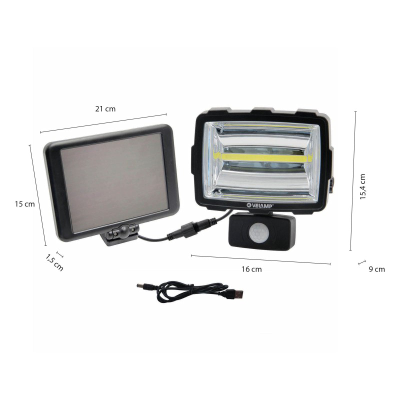 Proiettore led a ricarica solare con corpo in abs a 1600 lumen