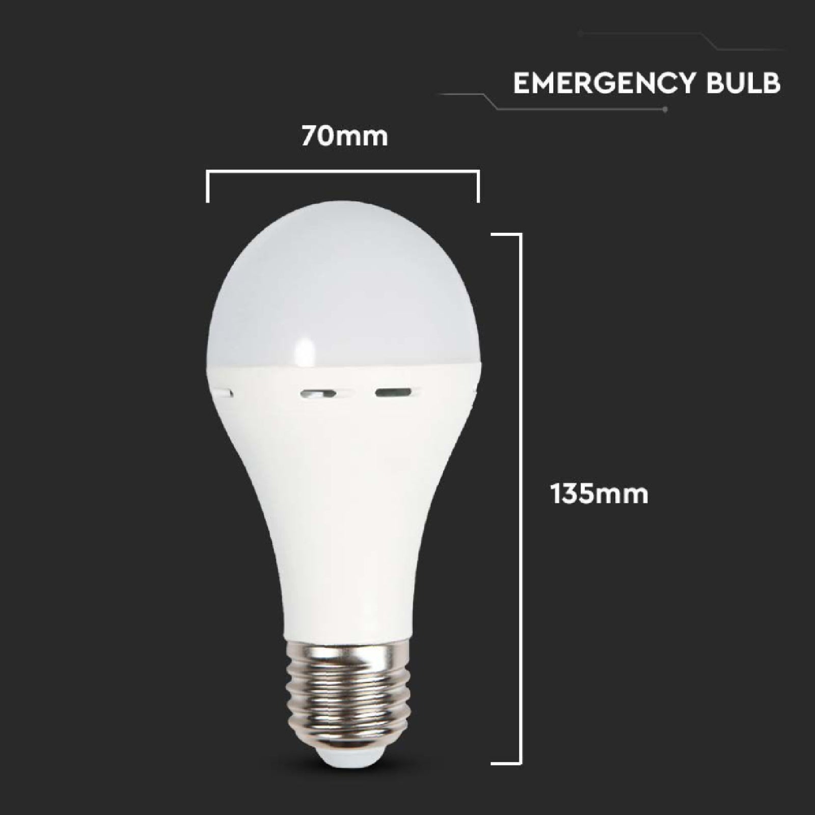 Lampada luce ad emergenza a led VTAC in materiale termoplastico bianco con copertura opaca