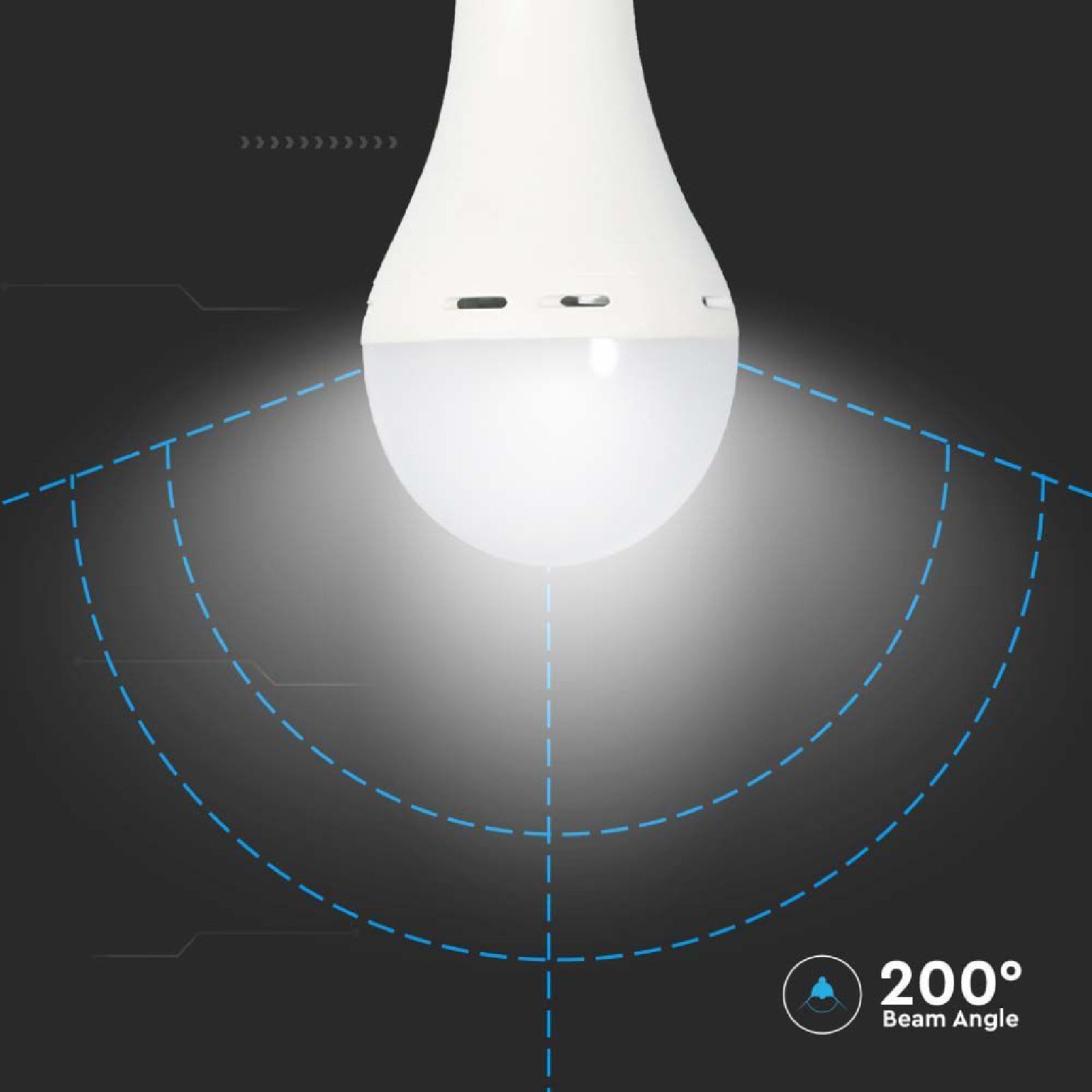 Lampada luce ad emergenza a led VTAC in materiale termoplastico bianco con copertura opaca