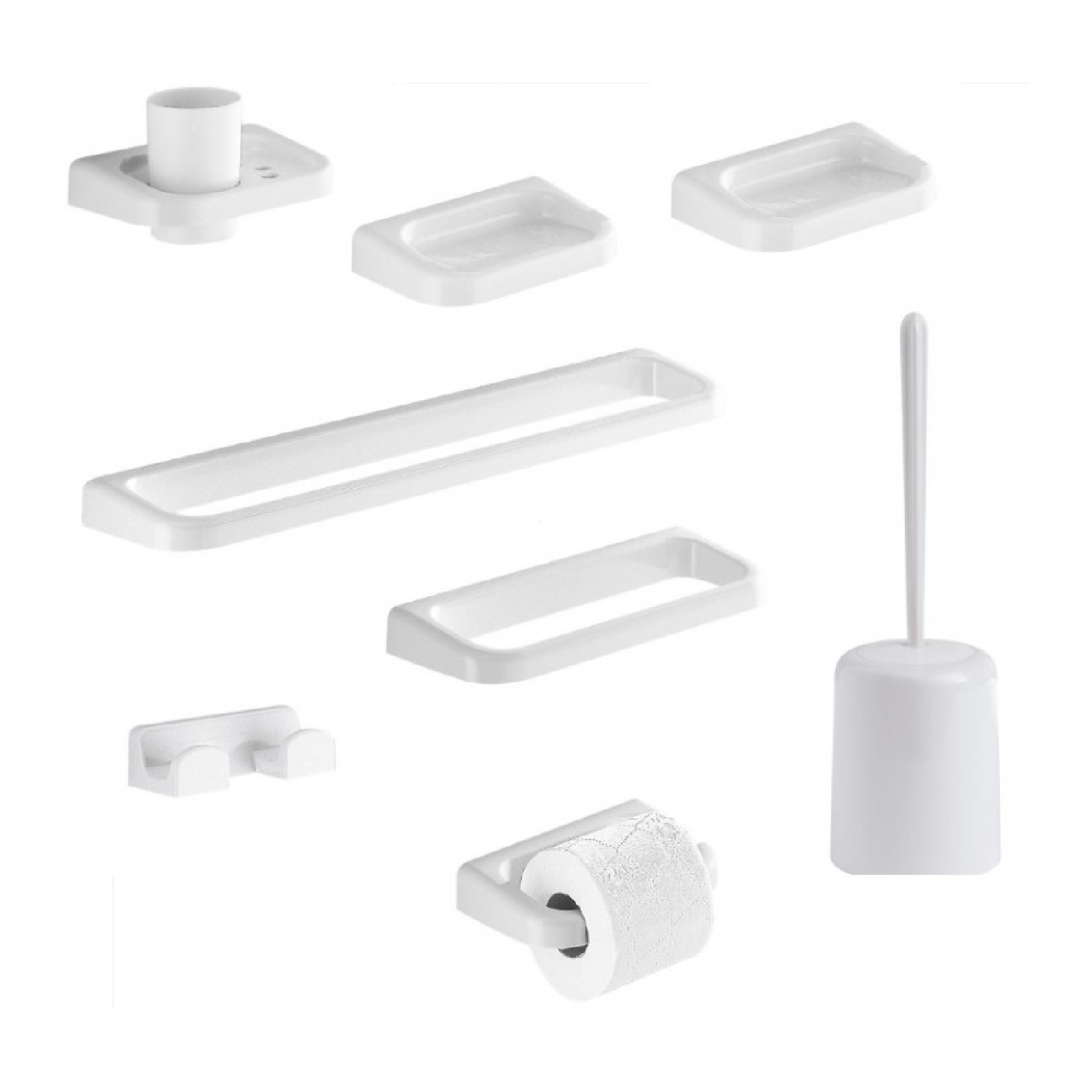 Set accessori bagno 9 pezzi in ABS antigraffio resistente e completo