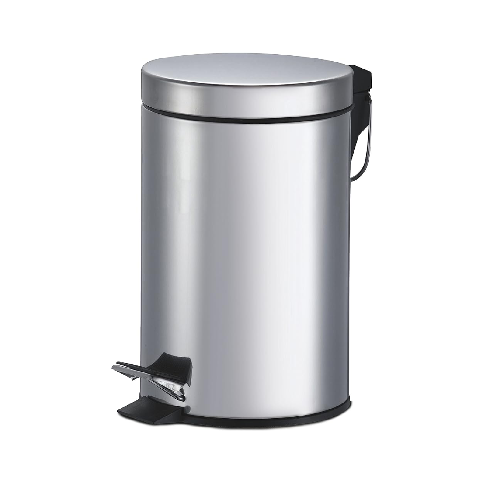 Pattumiera tonda in acciaio inox con pedale e cestello interno removibile