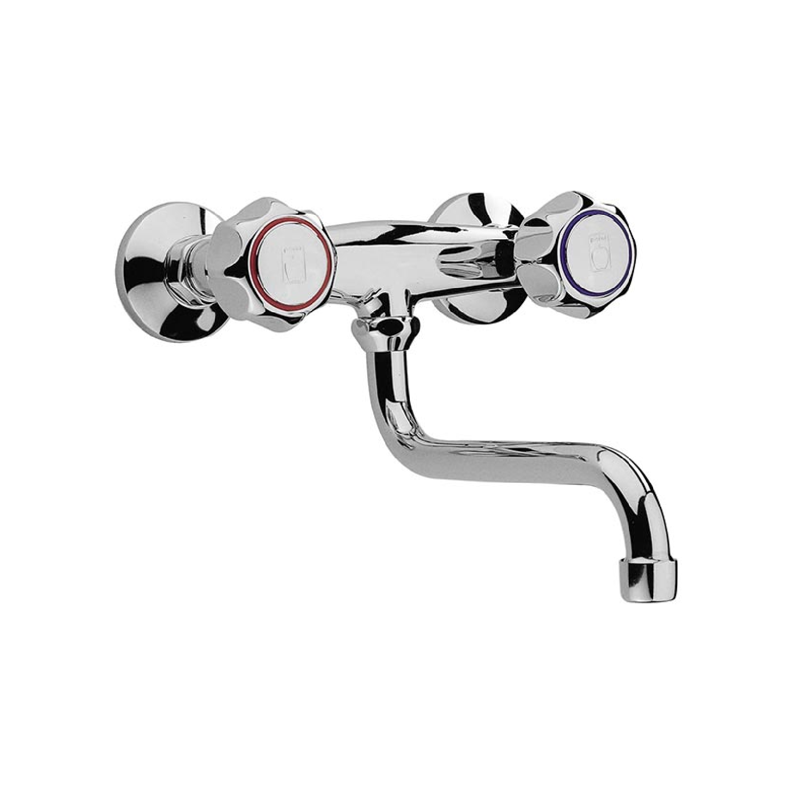 Gruppo lavello inferiore in ottone cromato con rompigetto e bocca girevole