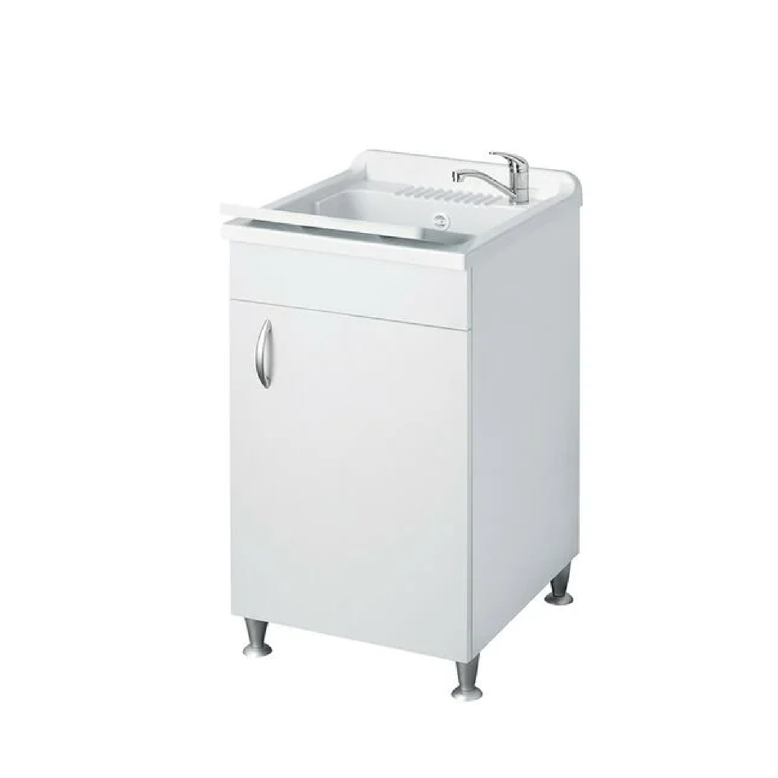 Mobile lavatoio anta singola inferiore con vasca in resina di polipropilene