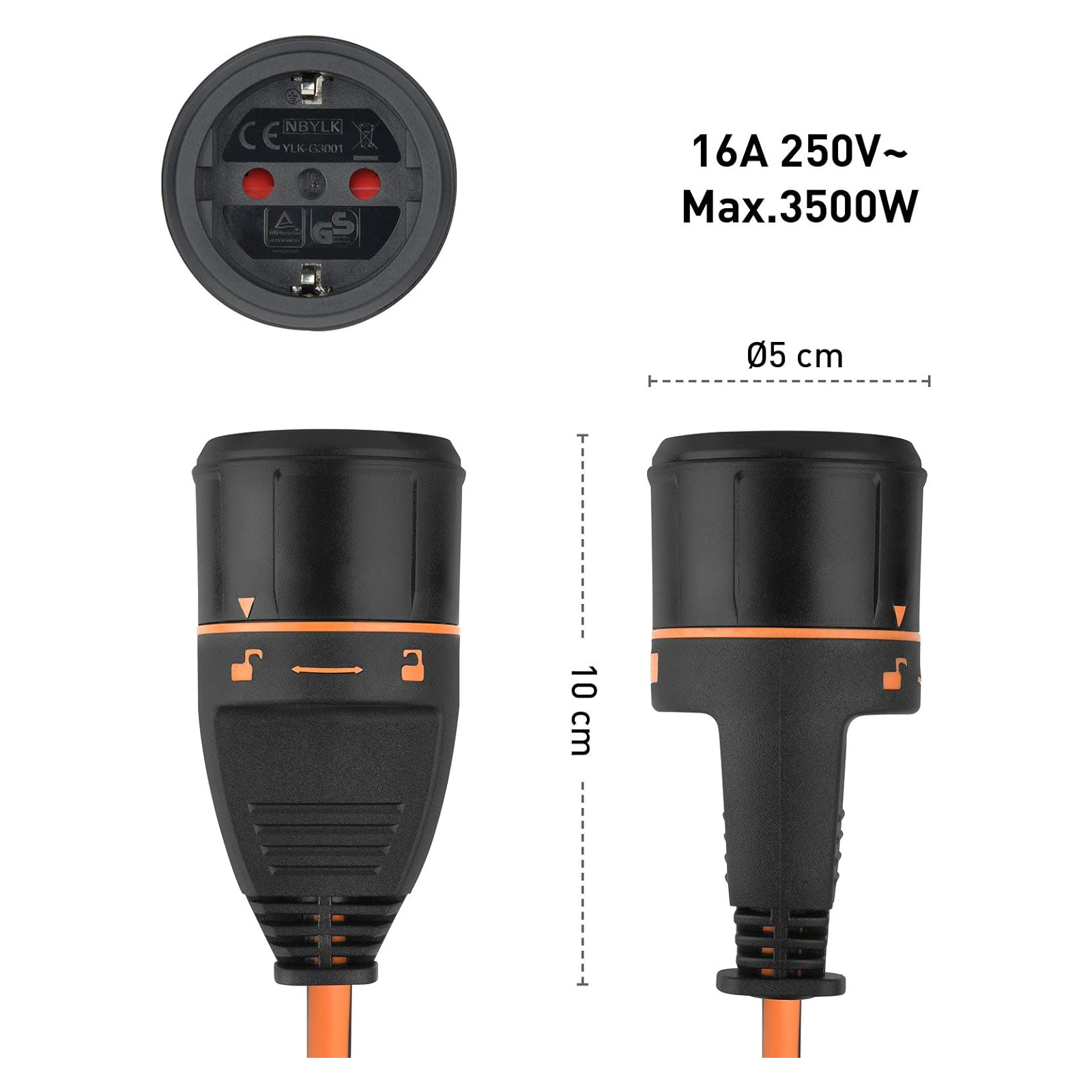 Avvolgicavo con presa a meccanismo blocco mt. 25