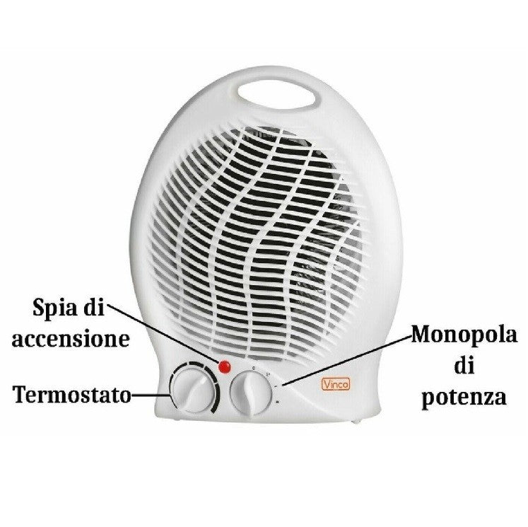 Termoventilatore scaldabagno con termostato e protezione anti surriscaldamento