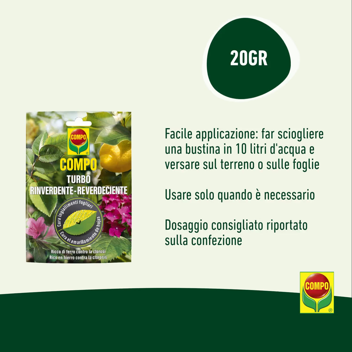 Turbo Rinverdente per curare l'ingiallimento delle foglie per uso professionale, da 20 grammi