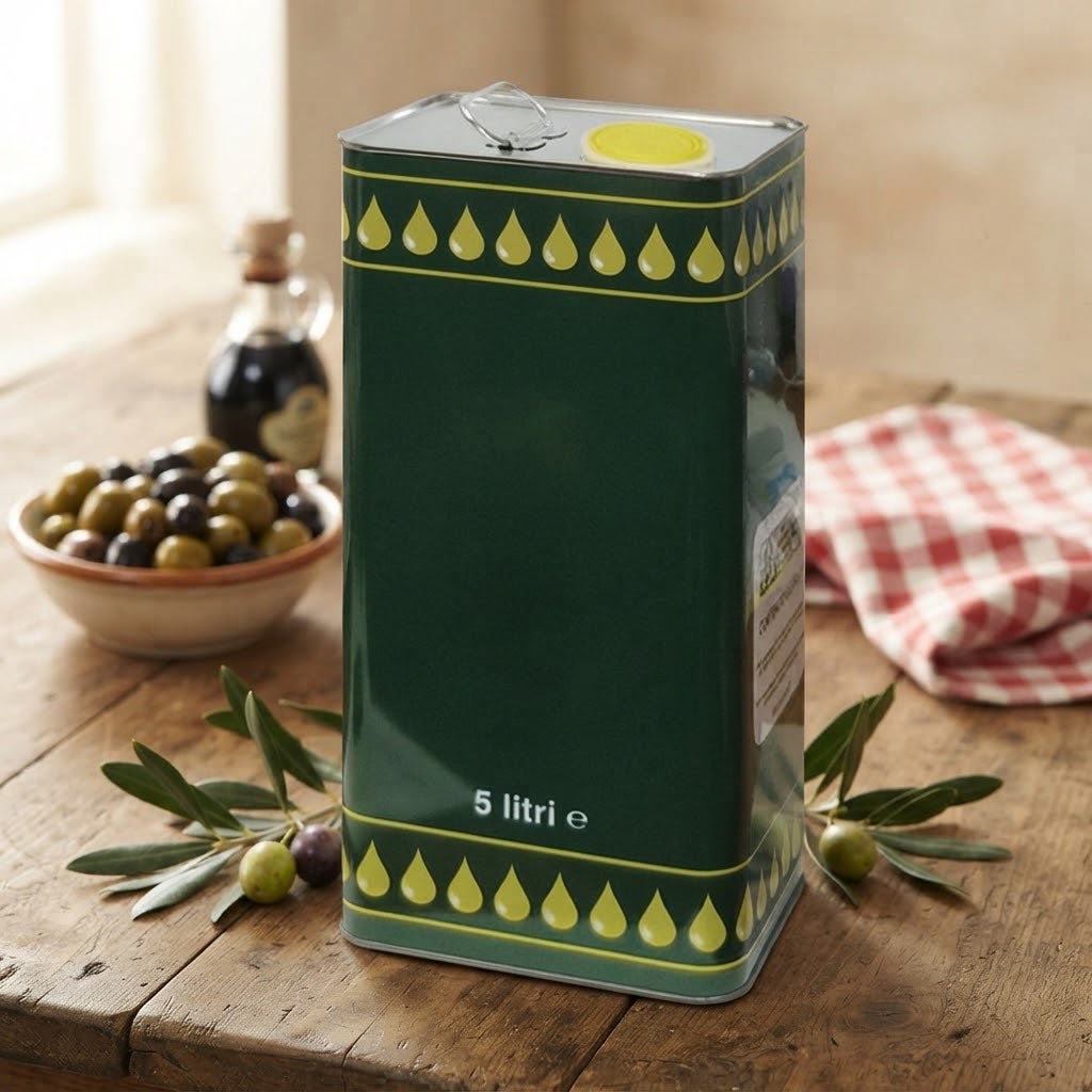 Lattina per olio con tappo, in metallo, a banda stagna